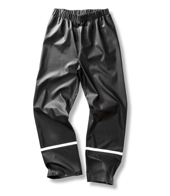 Prism PU waterproof trousers with reflective bands and recycled backing