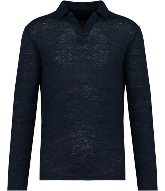 Spasso Long Sleeve Linen Polo Shirt