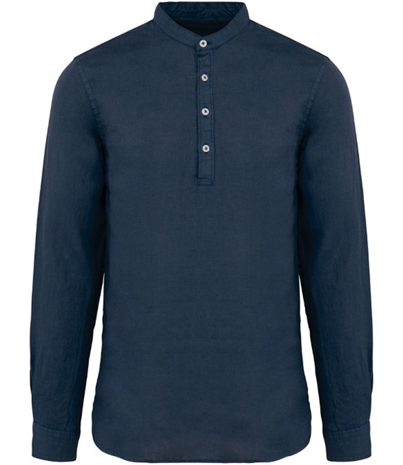 Spasso Washed Mao Collar Shirt