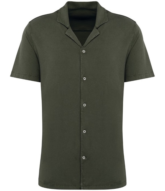 Spasso Jersey Short Sleeve Bowling Collar Shirt