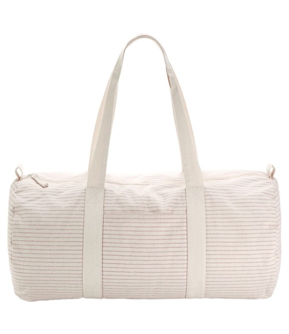 Striped organic cotton barrel bag