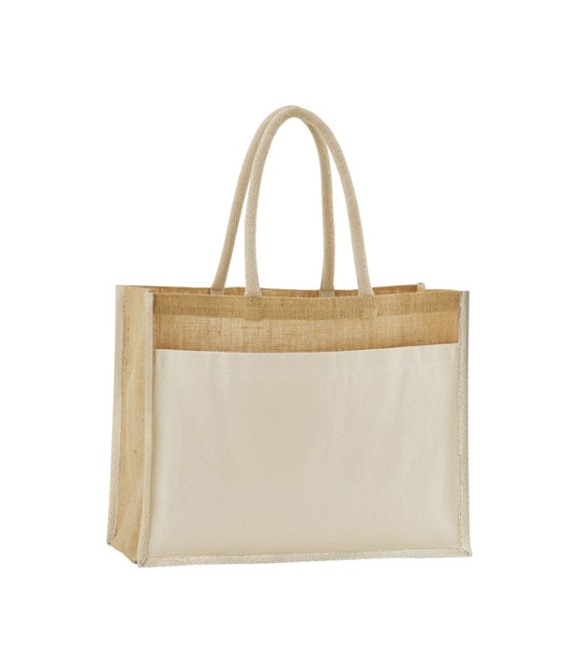 Westford Mill Cotton pocket natural starched jute shopper