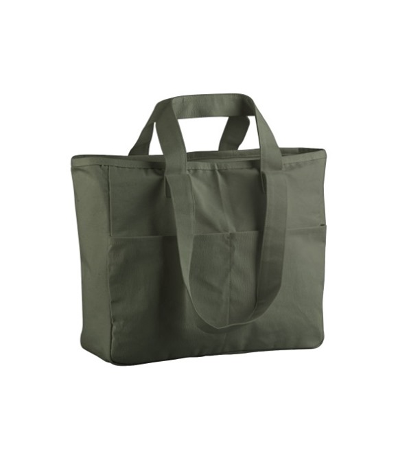 Double-handle cargo pocket tote