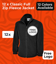 12 x Full Zip Micro Fleece Jackets With Free Logo