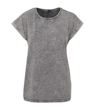 Women's acid washed extended shoulder tee