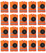 20 x Hi-Vis Two-Band Vests (C474) With Free Logo