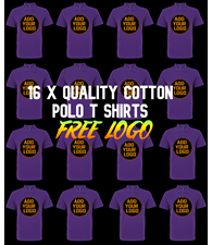 16 x Cotton Polo Shirts Bundle With Free Logo
