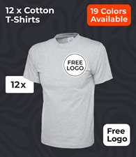 12 x Cotton T-Shirts With Free Logo