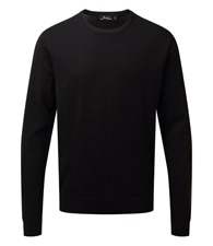 Crew neck cotton-rich knitted sweater