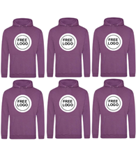 6 x AWDis Hoods College Hoodies With Free Logo