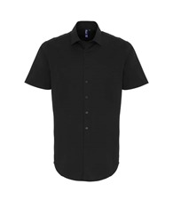 Stretch fit cotton poplin short sleeve shirt