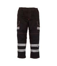 Hi-vis polycotton cargo trousers with knee pad pockets (HV018T/3M)