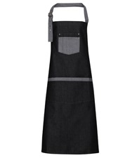 Domain contrast denim bib apron