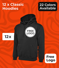 12 x Classic Hoodies With Free Logo