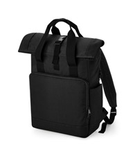 Recycled twin handle roll-top laptop backpack