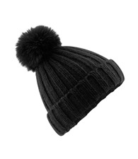 Beechfield Verbier fur pop pom chunky beanie