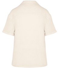 Spasso Ladies Short Sleeve Linen Bowling Collar Shirt